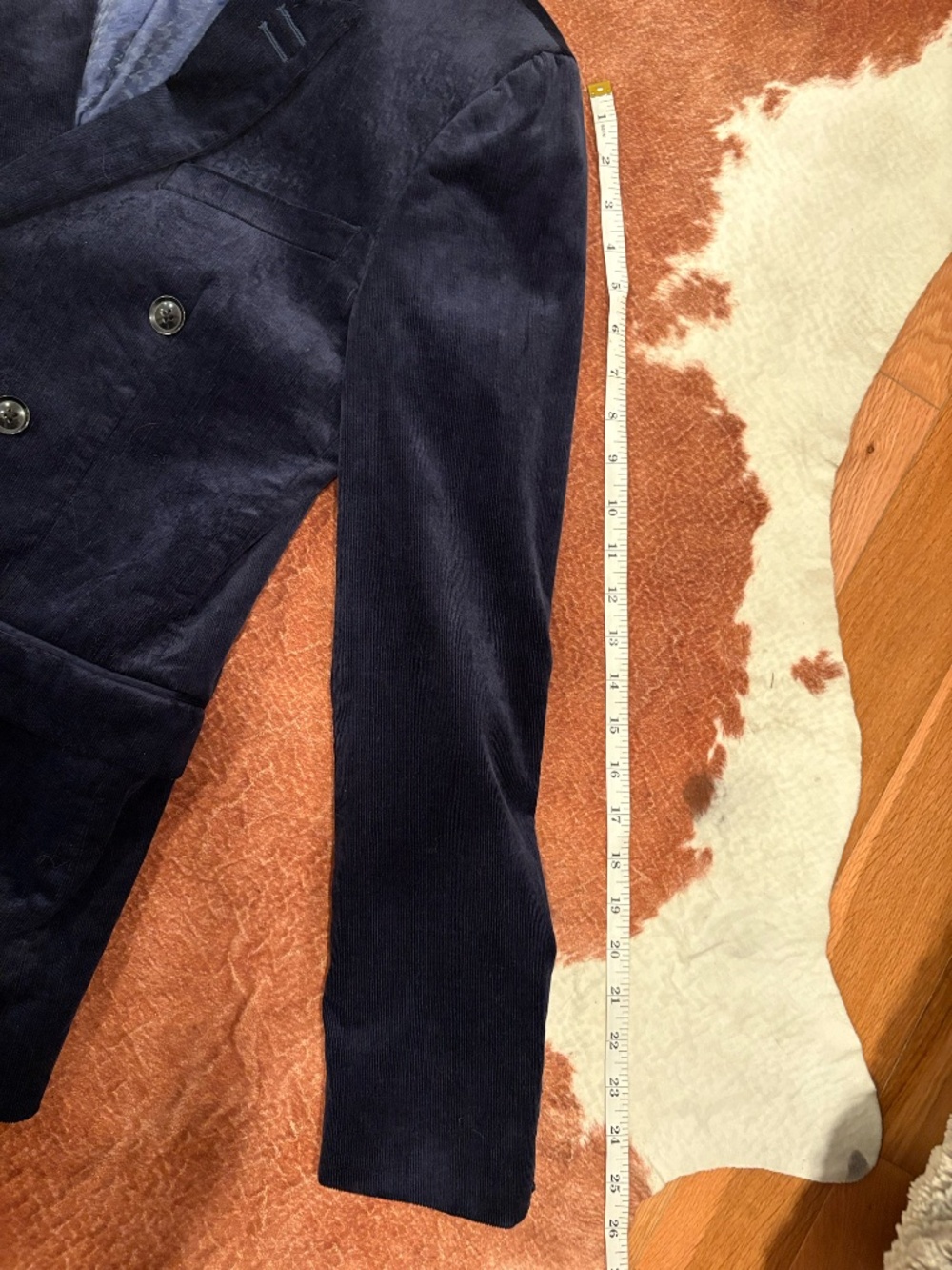 TOPMAN Blue Corduroy Double Breasted Blazer Sz 36 Mod 70s Vintage Style - Picture 3 of 5